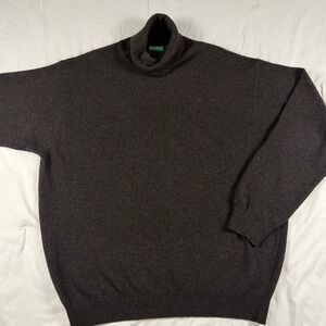 Vintage United Colors of Benetton Mens Wool Turtleneck Sweater Made in Italy L
